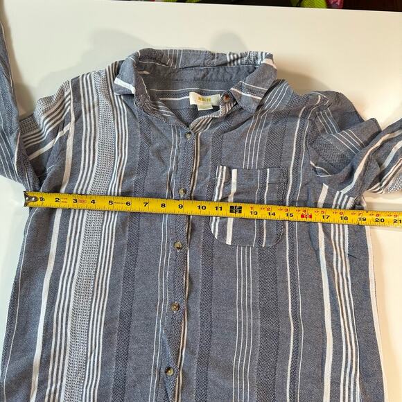 Maeve By Anthropologie Women's Medium Blue & White Viscose Button Up Blouse - Picture 8 of 9